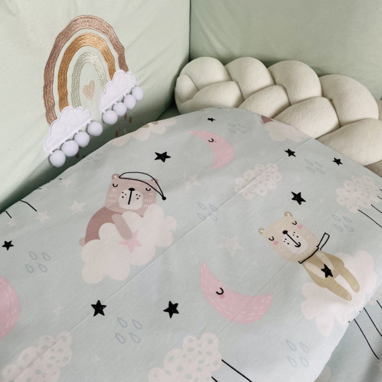 Постельный комплект в детскую кровать 7 эл Twins Fluffy Puffy мятный