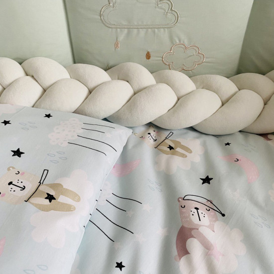 Постельный комплект в детскую кровать 7 эл Twins Fluffy Puffy мятный