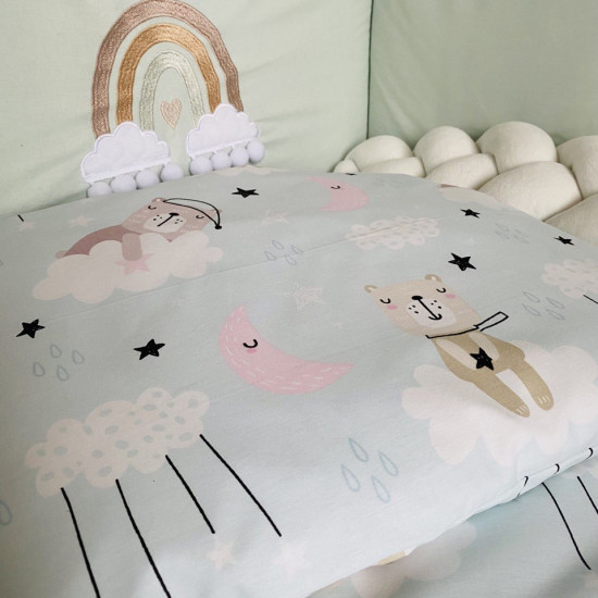 Постельный комплект в детскую кровать 7 эл Twins Fluffy Puffy мятный