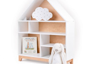 Стелаж з полицями для іграшок Будиночок біло/буковий