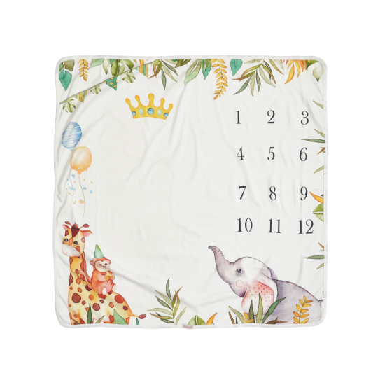 Plaid Twins BabyDo 85x80 Growth calendar, Elephant and Giraffe, light beige