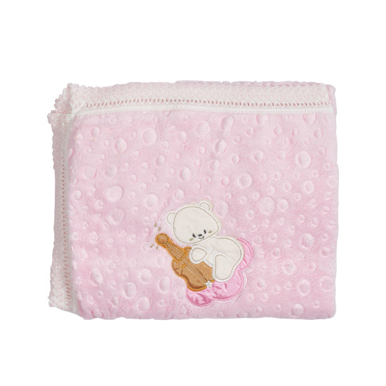 Plaid Bouble Bear 90x80, pink