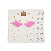 Детский плед Twins BabyDo 85x80 Календарь роста Крылья экрю