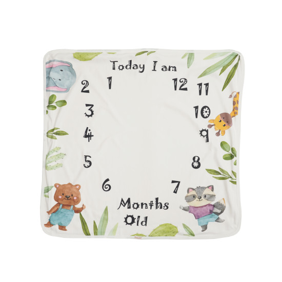 Плед Twins BabyDo 85x80 Календарь роста, Safari, беж светлый