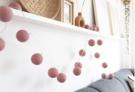 Гирлянда – ночник Cotton Ball Light 20 шариков в коробке Rose, пурпурный