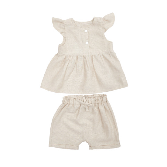 Set for girls Twins Linen (shorts, T-shirt) linen 68s natural