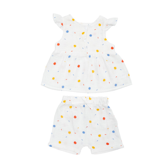 Set for girls Twins (shorts, T-shirt) muslin 68s Confetti multicolor