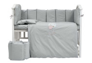 Постельный комплект в детскую кровать 6 эл Babycentre & Twins Welcome to the world серый