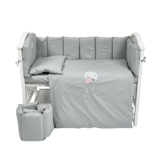 Постільний комплект в дитяче ліжко 6 ел Babycentre & Twins Welcome to the world сірий