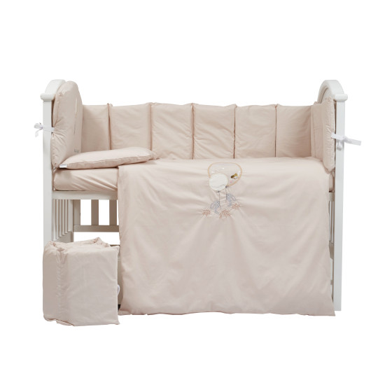 Постельный комплект в детскую кровать 6 эл Babycentre & Twins Welcome to the world бежевый