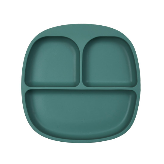 Three-section silicone plate on a Twins suction cup, green