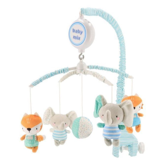 Мобиль Baby Mix плюшевый механический Лис и слоник 49414