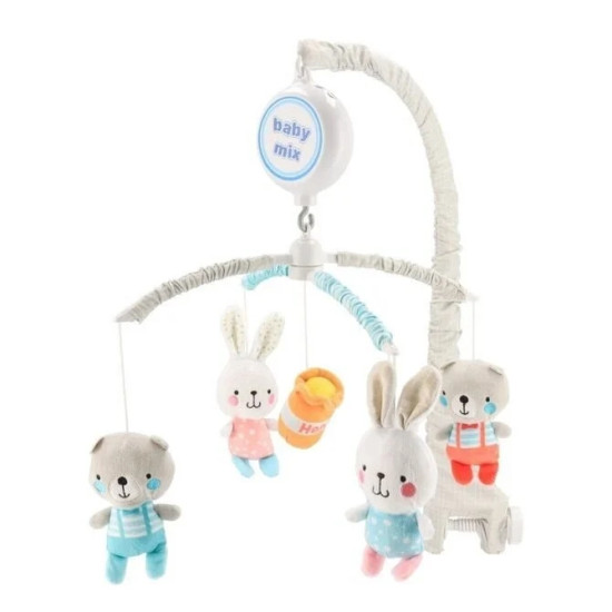 Мобиль Baby Mix плюшевый механический Мишки и кролики