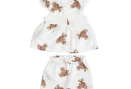 Set for girls Twins (shorts, T-shirt) muslin 62s Teddy Bears