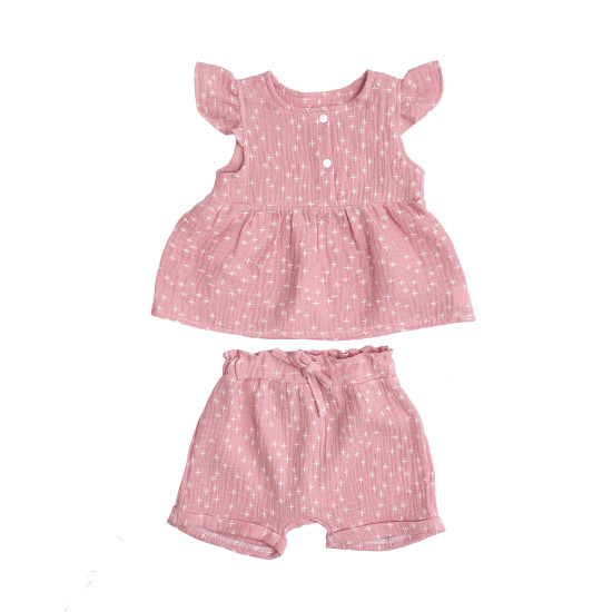 Set for girls Twins (shorts, T-shirt) muslin 68s Constellation powder