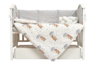 Постельный комплект в детскую кровать 7 эл Twins Fluffy Puffy Umbrella серый