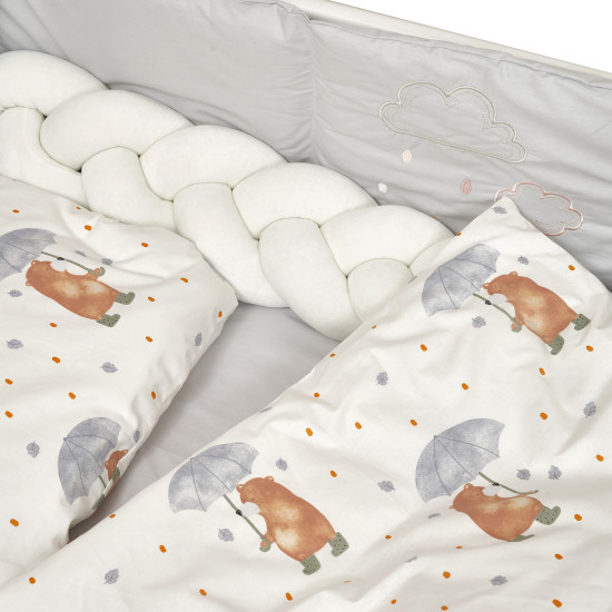 Bedding set for a baby crib 7 el Twins Fluffy Puffy Umbrella grey