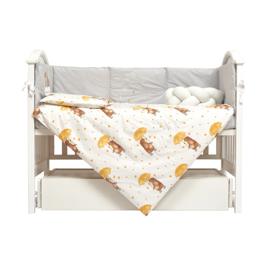 Bedding set for a baby crib 7 el Twins Fluffy Puffy Umbrella grey/yellow