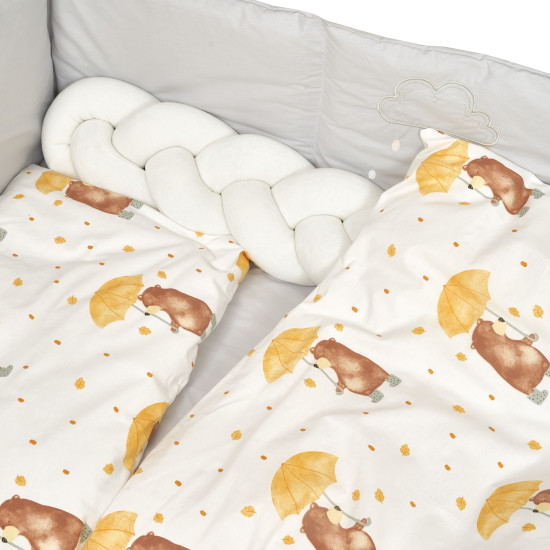 Bedding set for a baby crib 7 el Twins Fluffy Puffy Umbrella grey/yellow