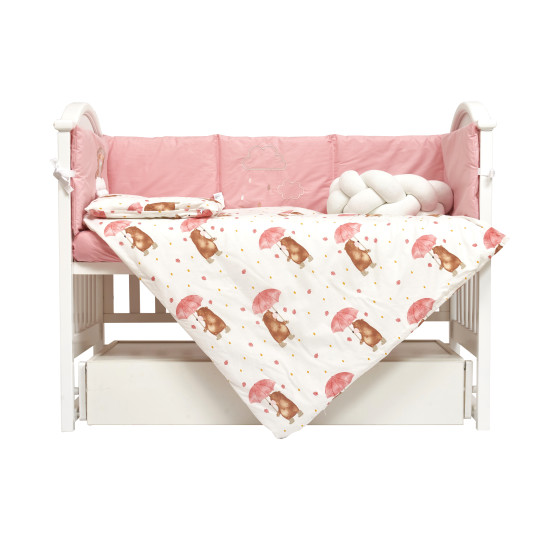 Постельный комплект в детскую кровать 7 эл Twins Fluffy Puffy Umbrella розовый