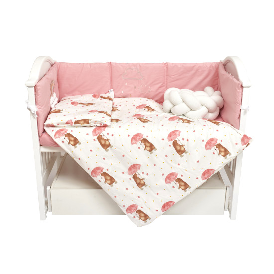 Bedding set for a baby crib 7 el Twins Fluffy Puffy Umbrella pink
