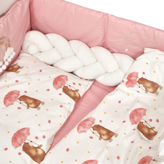 Bedding set for a baby crib 7 el Twins Fluffy Puffy Umbrella pink