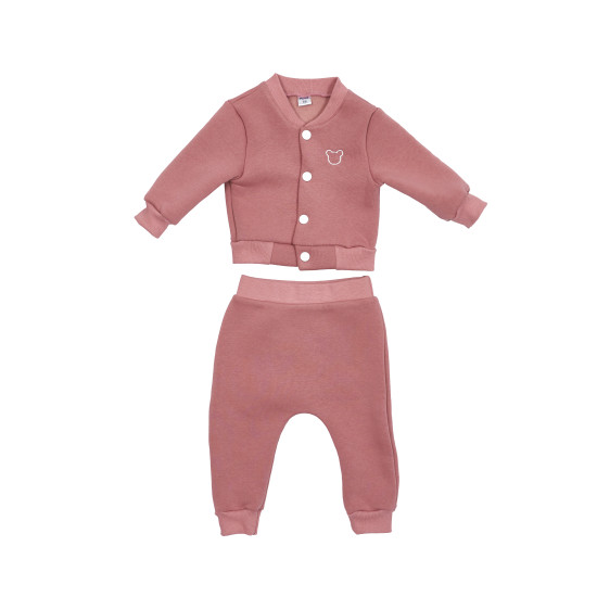 Children's suit Twins knitted insulated (bomber jacket, pants) powder pink 80