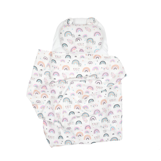 Twins Bear muslin stroller set, Rainbow, multicolor