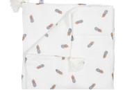 Дитячий плед Twins мусліновий 90x90 утеплений з китицями Pineapple екрю