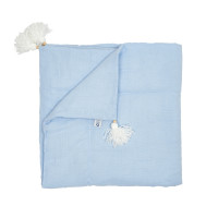 Children's blanket Twins muslin 90x90 insulated with tassels blue
