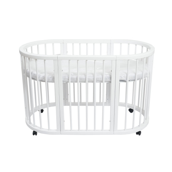 Кровать Twins Oval 9 в 1+дуги+матрас, white, белый