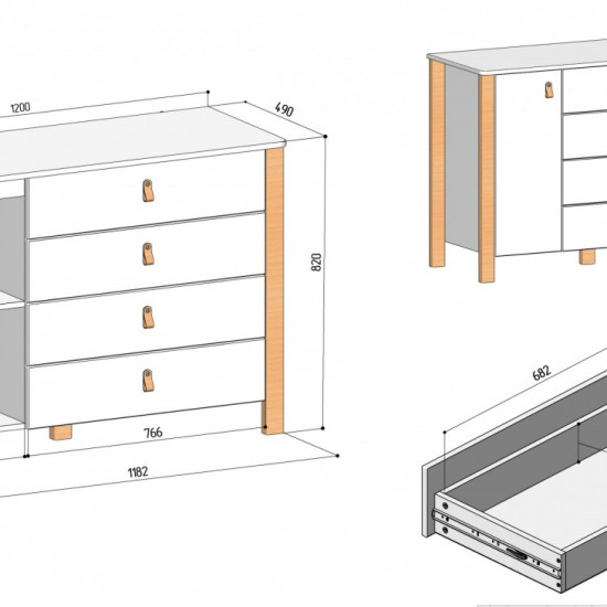 Комод Верес Монако 1200, білий