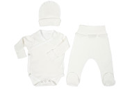 Набор в роддом Twins Ego Organic (боди штаны шапка), ecru, беж светлый, 48р