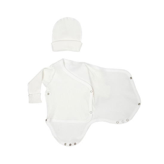 Набор в роддом Twins Ego Organic (боди ползунки шапка), ecru, беж светлый, 50р