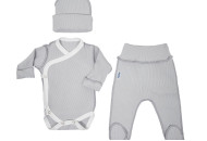 Набор в роддом Twins Ego Organic (боди ползунки шапка), grey, серый, 50р