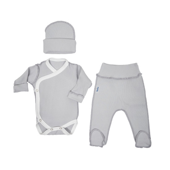 Набор в роддом Twins Ego Organic (боди ползунки шапка), grey, серый, 50р