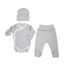 Набор в роддом Twins Ego Organic (боди ползунки шапка), grey, серый, 50р