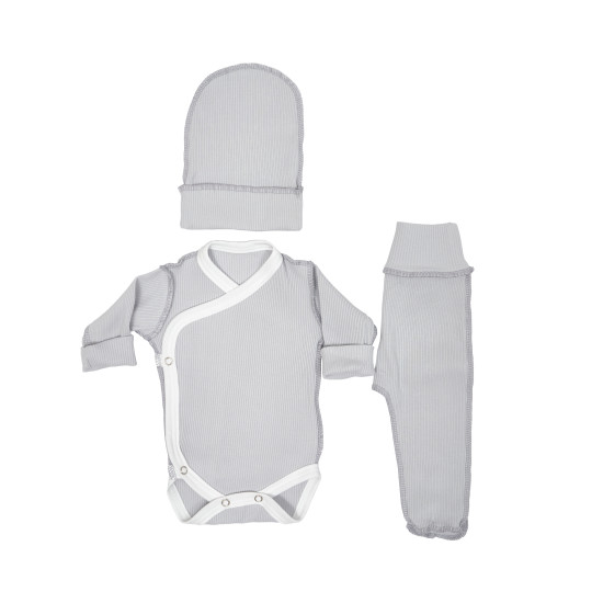 Набор в роддом Twins Ego Organic (боди ползунки шапка), grey, серый, 50р