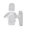 Набор в роддом Twins Ego Organic (боди ползунки шапка), grey, серый, 50р