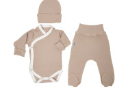 Набор в роддом Twins Ego Organic (боди ползунки шапка), beige, бежевый, 52р