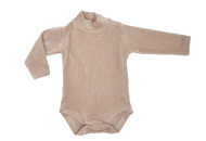 Боди Twins Ego велюр 68р длинный рукав, beige, бежевый