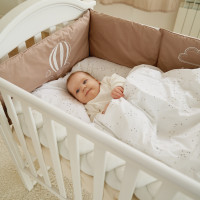 Постельный комплект в детскую кровать 7 эл Twins Fluffy Puffy Mocca бежевый темный