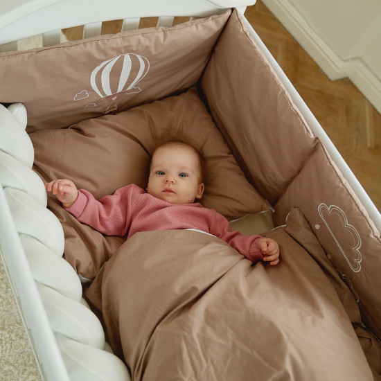 Постельный комплект в детскую кровать 7 эл Twins Fluffy Puffy Mocca бежевый темный