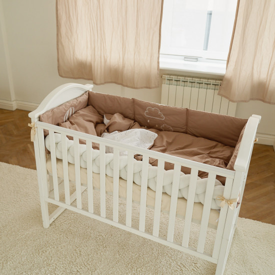 Постельный комплект в детскую кровать 7 эл Twins Fluffy Puffy Mocca бежевый темный