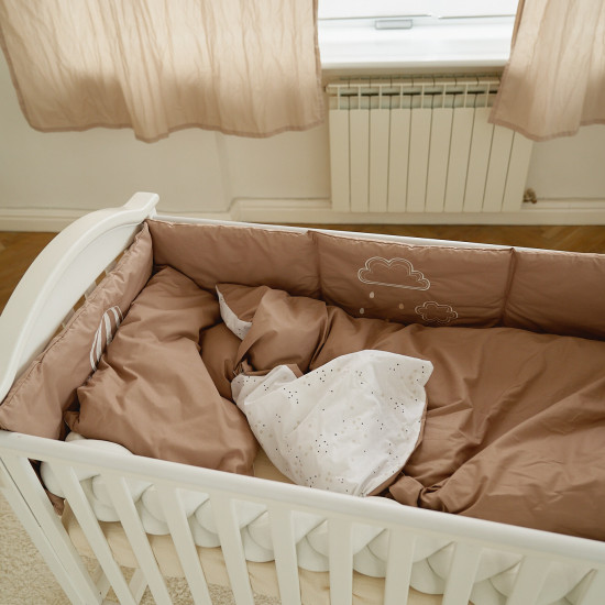 Постельный комплект в детскую кровать 7 эл Twins Fluffy Puffy Mocca бежевый темный