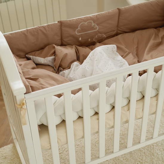Постельный комплект в детскую кровать 7 эл Twins Fluffy Puffy Mocca бежевый темный