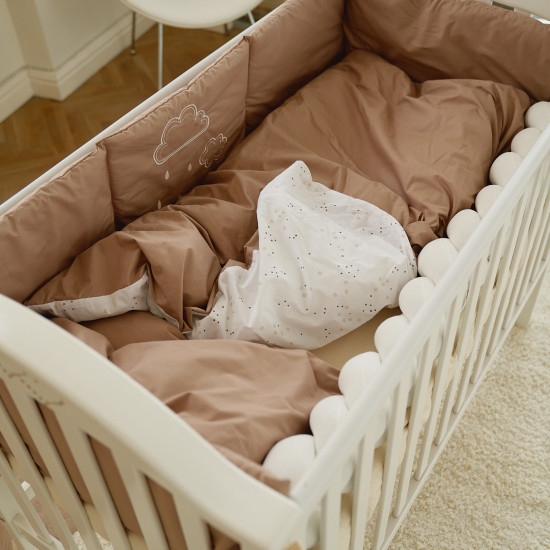 Постельный комплект в детскую кровать 7 эл Twins Fluffy Puffy Mocca бежевый темный