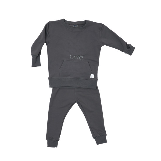 Children's suit knitted Twins Bear (sweater and pants) 6-12 mon grey