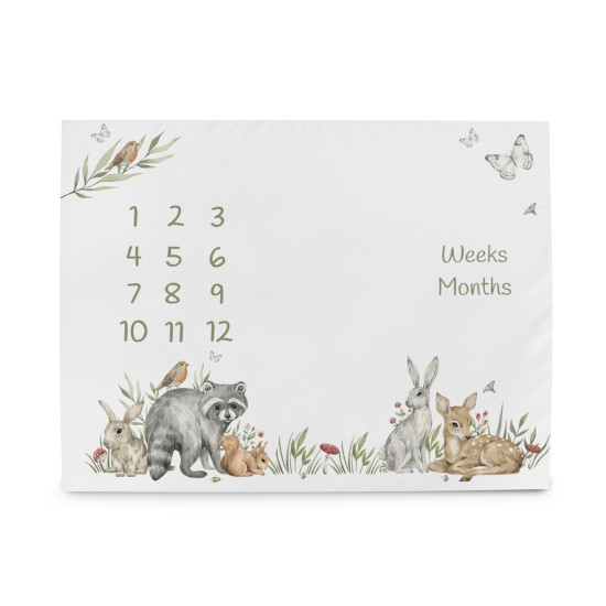 Коврик для игры Cebababy 92x72 Календарь роста, Animals, белый