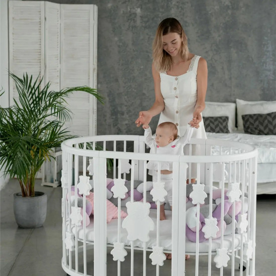 Кровать IngVart Smartbed Round Мишки с маятником, белый